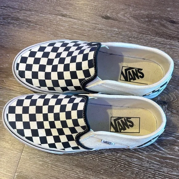 Vans Classic Checkered Slip-On Sneakers - Black and Cream - Picture 2 of 6